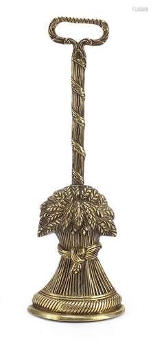 19th century brass wheat sheaf design doorstop, 41cm high : For Further Condition Reports Please