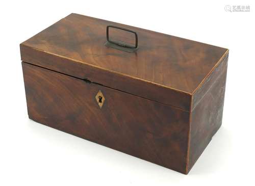 Georgian mahogany tea caddy with twin divisional interior, 15cm H x 31cm W x 15cm D : For Further