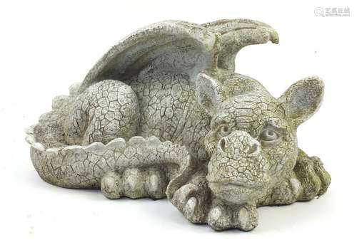 Stoneware style model of a dragon, 40cm in length : For Further Condition Reports Please Visit Our