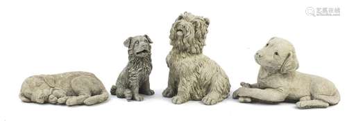 Four stoneware model dogs, the largest 38cm in length : For Further Condition Reports Please Visit