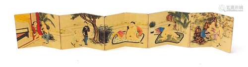 Chinese folding book depicting erotic scenes, 18.5cm x 12cm : For Further Condition Reports Please