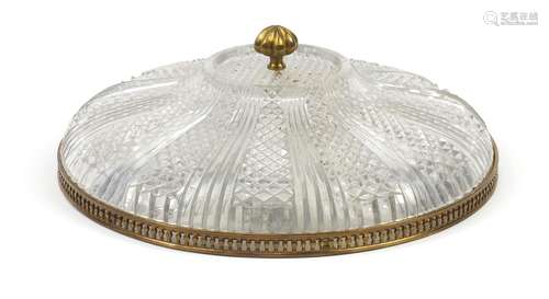 Circular cut glass and brass light pennant, 40.5cm in diameter : For Further Condition Reports