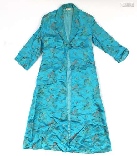 Vintage Chinese silk gown with Hong Kong label : For Further Condition Reports Please Visit Our