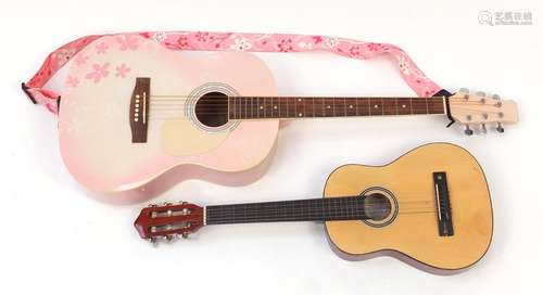 Pink Martin Smith acoustic guitar model W-390-CB and a child's Carlos guitar model C-30N : For