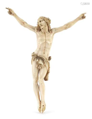 Antique carved ivory Corpus Christi, 21cm high : For Further Condition Reports Please Visit Our