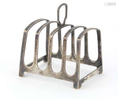 George VI silver four slice toast rack by Walker & Hall, Sheffield 1939, 7.5cm wide, 74.2g : For