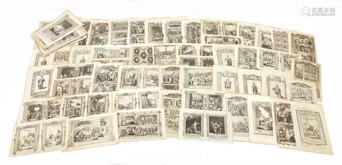 Collection of 18th century and later etchings including Guy Fawkes, Henry VII, Mary I and Cain