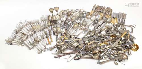 Large collection of silver plated and stainless steel cutlery : For Further Condition Reports Please