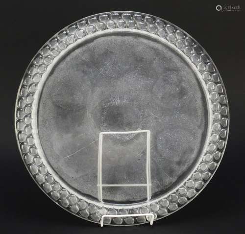 Large René Lalique glass tray etched R Lalique France, 42.5cm in diameter : For Further Condition