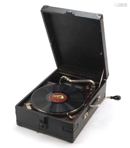 Vintage portable wind up gramophone : For Further Condition Reports Please Visit Our Website,