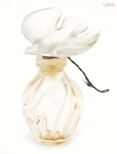 Lalique dove perfume bottle with glass stopper, 9cm high : For Further Condition Reports Please