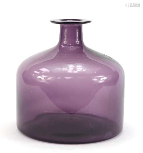 Large pink glass vase in the style of Holmegaard, 24.5cm high : For Further Condition Reports Please