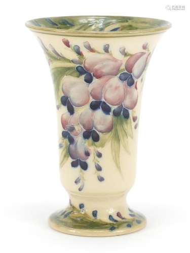 Early William Moorcroft for Macintyre fluted vase hand painted with Wisteria, 14.5cm high : For