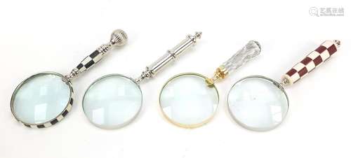 Four magnifying glasses with boxes, each 26cm in length : For Further Condition Reports Please Visit