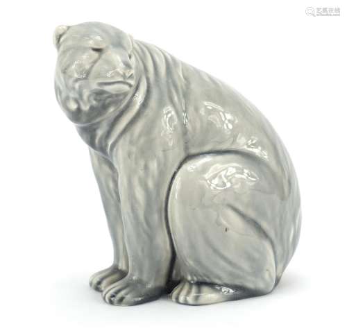 Minton pottery polar bear having a grey glaze, 14cm high : For Further Condition Reports Please