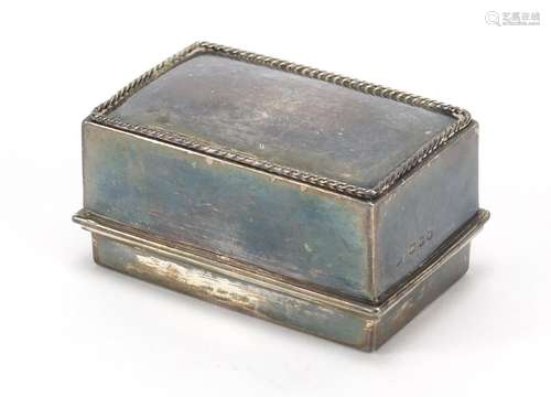 Rectangular silver box and cover, by Greenwood & Watts, London 1933, 6.5cm wide, 92.7g : For Further