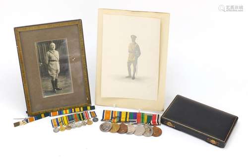 British military World War I and World War II seven medal group with dress medals and photographs of