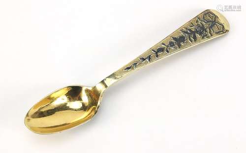 Russian silver gilt and Niello work spoon, 14cm in length, incomplete 1804 hallmarks, 29.8g : For