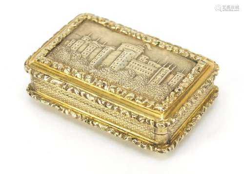 Exceptional George III silver gilt vinaigrette by John Thropp, the hinged lid finely decorated