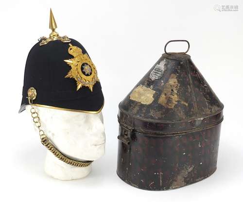 Victorian British military East Surrey Regiment Officer's Home Service helmet with blue cloth