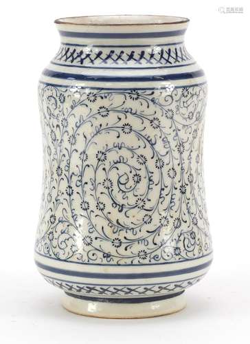 Turkish Iznik pottery alberello, hand painted with stylised flowers, 20cm high : For Further