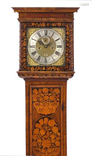 William III burr walnut and floral panel marquetry eight day long case clock by Joseph Windmills