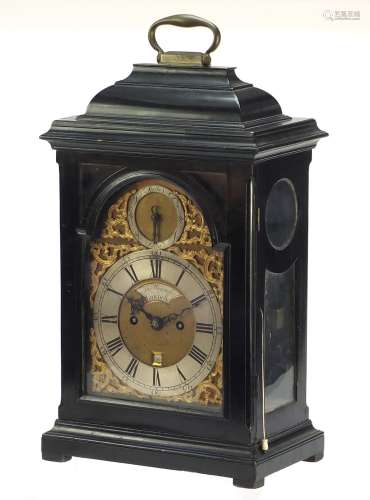 George III ebonised twin fusée repeating bracket clock striking on a bell by Thomas Wagstaffe of