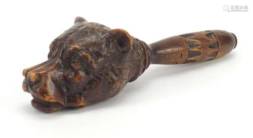 Antique carved Black Forest nutcracker in the form of a bear's head, 20cm in length : For Further