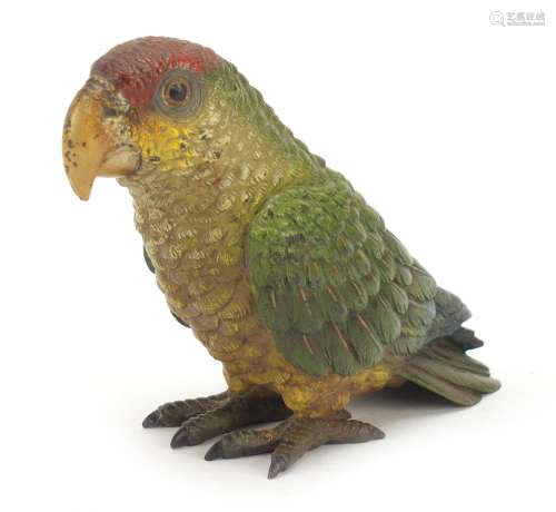 19th century Austrian cold painted bronze parrot in the style of Franz Xaver Bergmann, 9.5cm