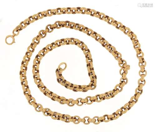 9ct gold belcher link necklace, 70cm in length, 29.7g : For Further Condition Reports Please Visit