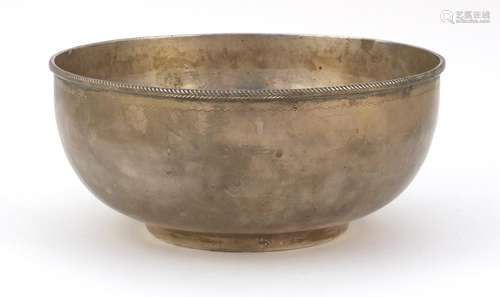 Large circular silver bowl, possibly Australian, impressed ST Silver to the base, 23cm in