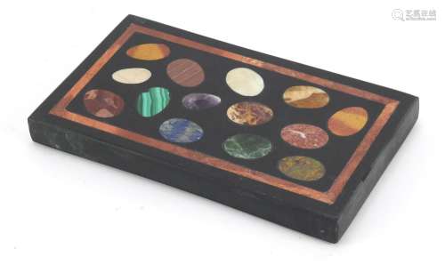 Italian pietra dura desk paperweight, 2.5cm H x 20cm W x 11.5cm D : For Further Condition Reports