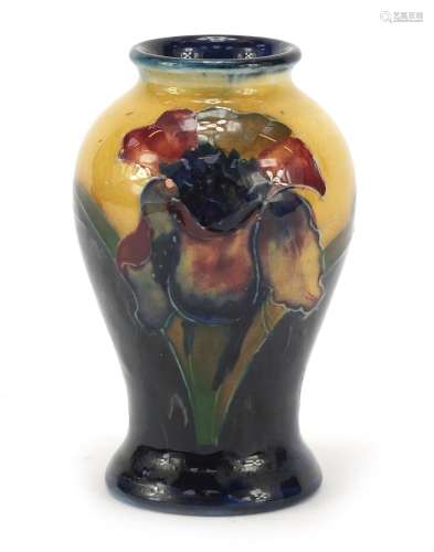 William Moorcroft pottery baluster vase hand painted in the freesia pattern, 10.5cm high : For