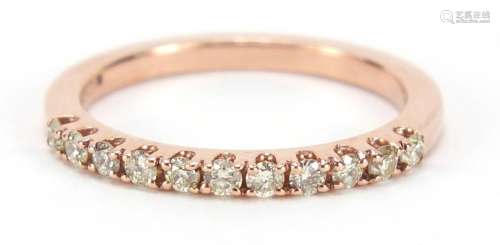 9ct rose gold diamond half eternity ring, size L, 1.8g : For Further Condition Reports Please