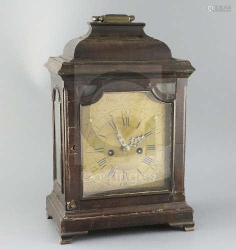 Bailey Chippenham Fecit. A George III walnut cased bracket clock, in plain case with engraved