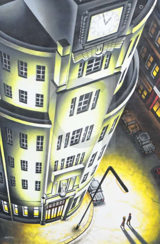 § John Duffin (1965-)oil on canvas'Some Where In The Night (Broadcasting House, London WC1)'signed