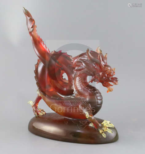 A large Chinese pate de verre figure of a ******, by Tsian Yu (Ningbo Qianyu Glass), modern, in