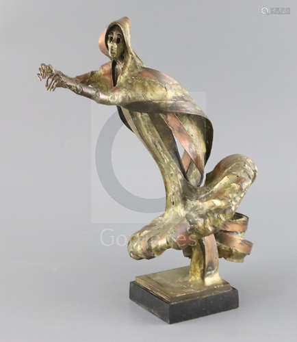 Sean Rice (1931-1997). Bronze with copper 'Flight', on black marble plinth. height 12in.CONDITION: