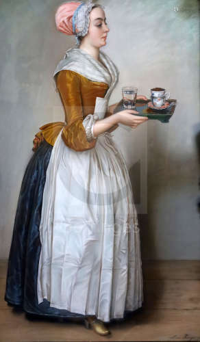 Lina Krieger (After Jean-Etienne Liotard)pastel'La chocolatiere'signed33 x 20.5in.CONDITION: Paste