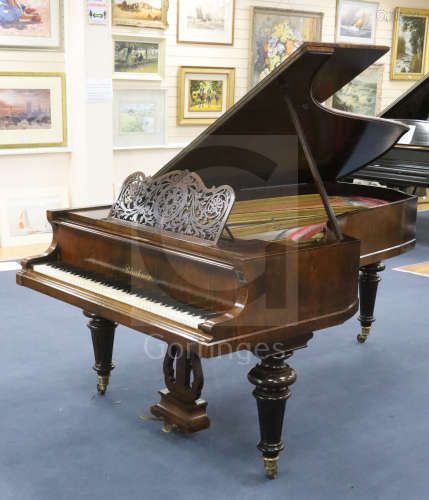 A late 19th century Bluthner rosewood grand piano, number 9495, the frame stamped Pariser