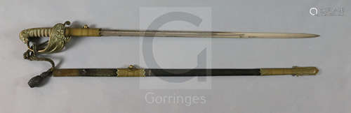 A post-1902 Royal Naval officer's sword by Gi*** Matthews & Seagrove, blade etched and ***ror