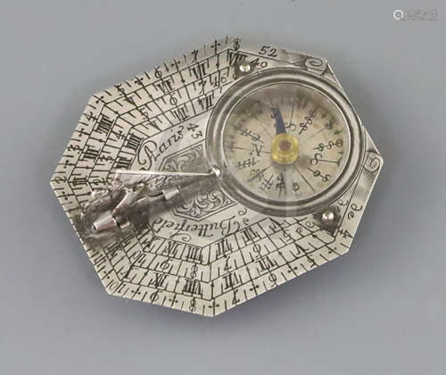 An 18th century octagonal silver Butterfield dial, signed Butterfield à Paris, 2 x 1.75in.CONDITION: