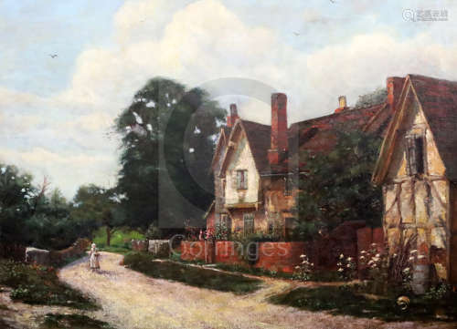 After De Breanskioil on canvasMaid on a lane passing a country house, a sketch verso21.25 x 29.5in.