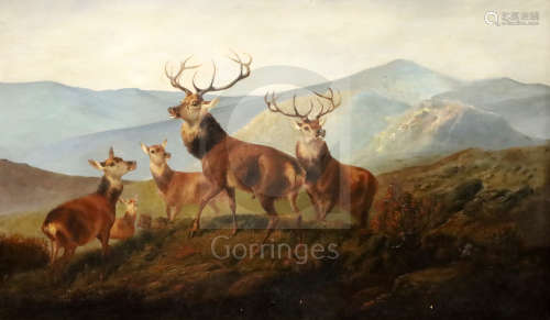 Byron Webb (fl.1846-1866)oil on canvasHighland scene with deer30 x 50in.CONDITION: Oil on canvas