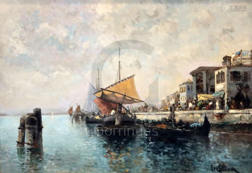 Leontine (Lea) von Littrow (Austrian 1860-1914)oil on canvas'The Quayside Venice'signed28 x 41in.