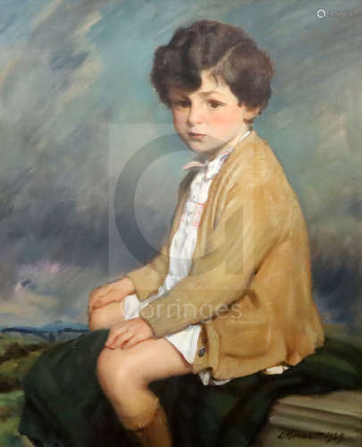 Louis Ginnett (1875-1946)oil on canvasPortrait of a seated boy in a landscapesigned and dated