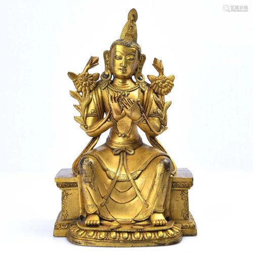 A GILT-BRONZE FIGURE OF MAITRYA.QING PERIOD