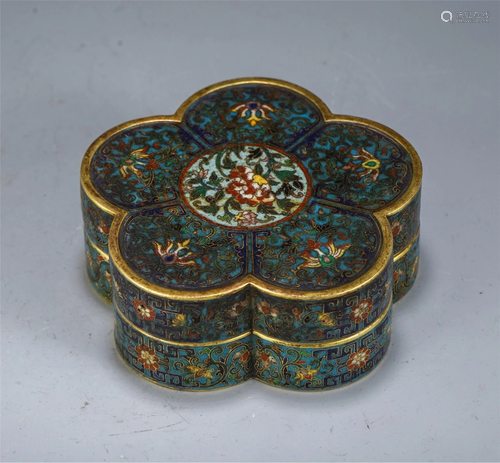 A CLOISONNE ENAMEL BRONZE BOX AND COVER.M…