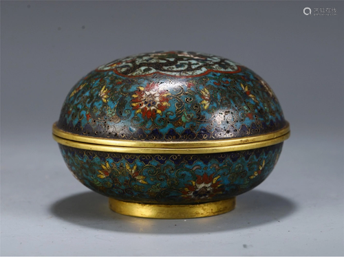 A CLOISONNE ENAMEL BRONZE BOX AND COVER.M…