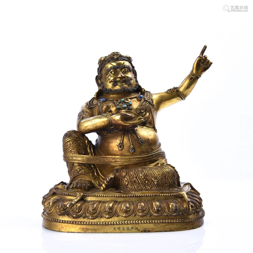 A GILT-BRONZE FIGURE OF MAHASIDDHA.MING PERI…